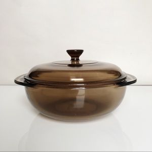 Vintage Pyrex Smoke Glass Baking Dish with Lid